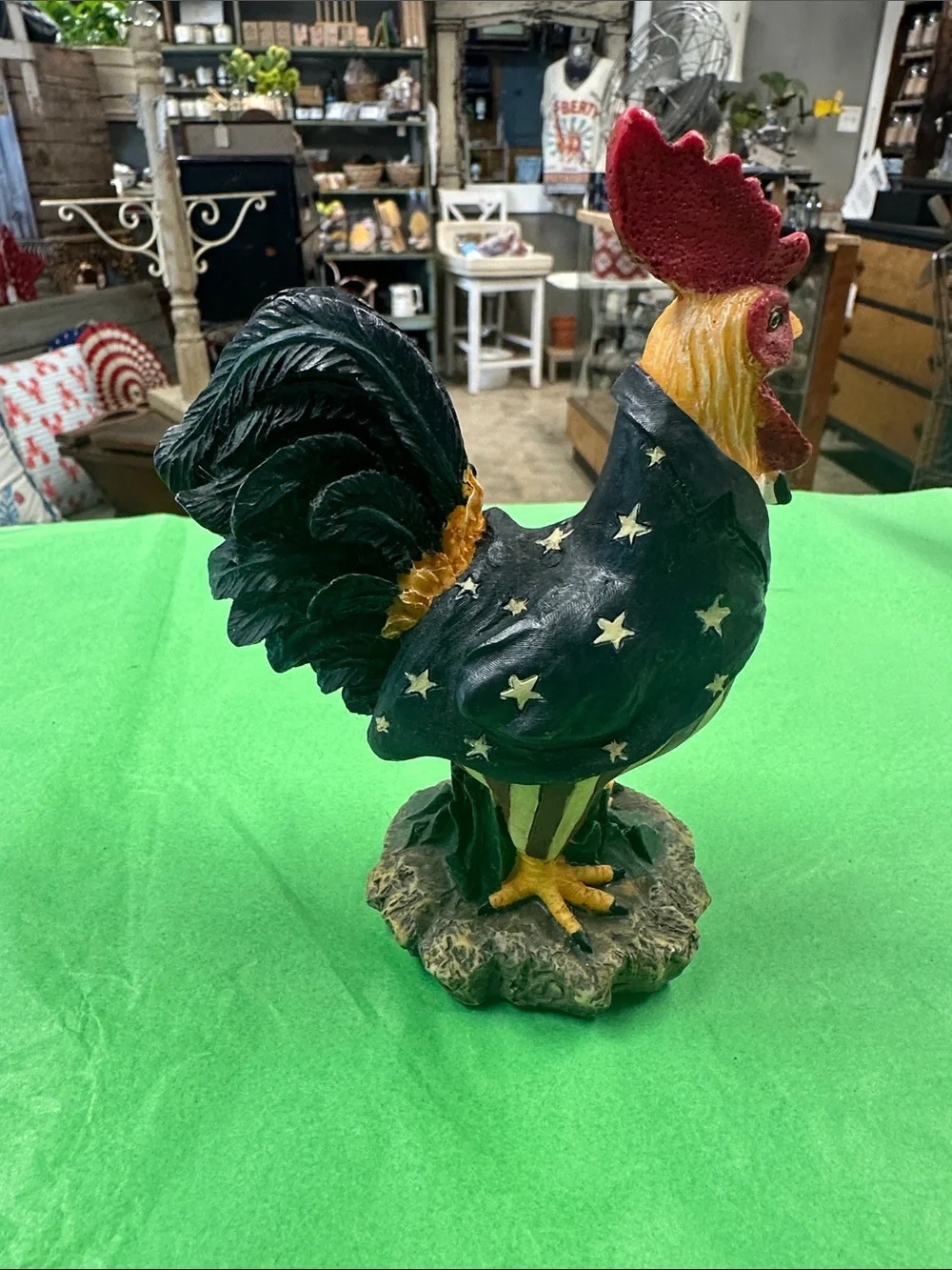 Patriotic Rooster Figurine - Red, Black, Yellow